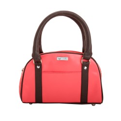 Beau Design Stylish  Light Pink Color Imported PU Leather Casual Handbag With Double Handle For Women's/Ladies/Girls
